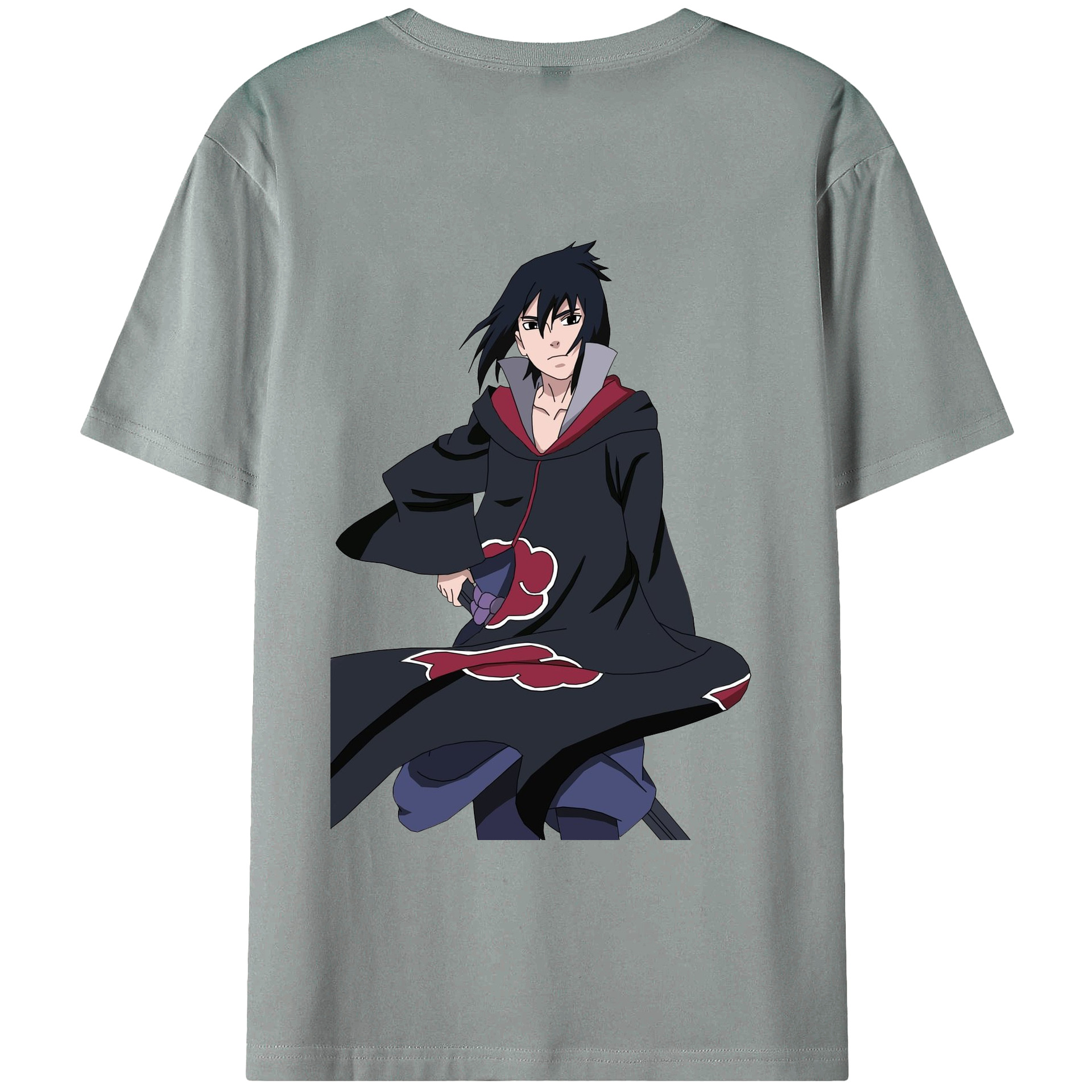 （画像用） NARUTO -ナルト- うちは サスケ Uchiha Sasuke 綿100％ メンズ半袖Tシャツ（バックプリント） 通気性
